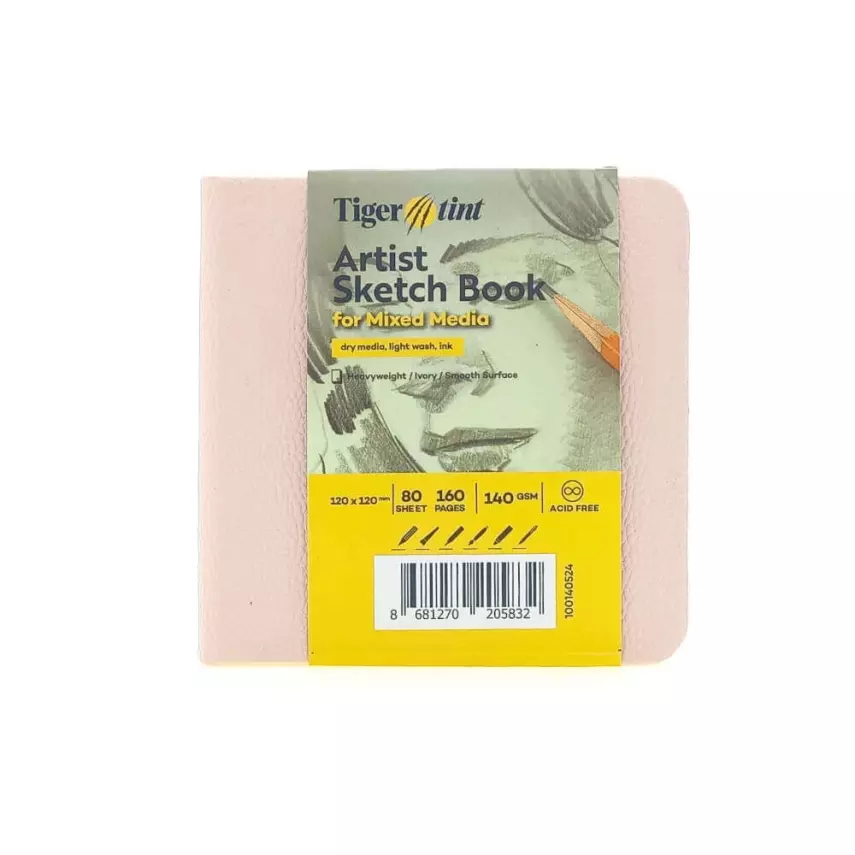 Tigertint Eskiz Defteri Sert Kapak 140gr. 12x12cm 80yp. Pudra Pembe - 1