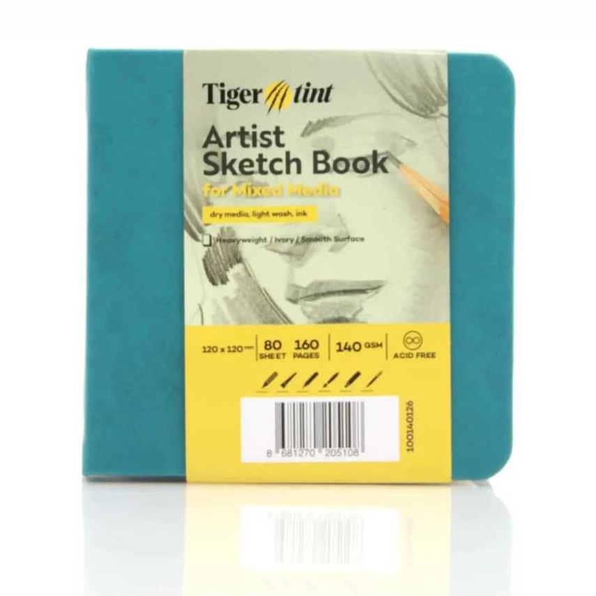 Tigertint Eskiz Defteri Sert Kapak 140gr. 12x12cm 80yp. Turkuaz - 1