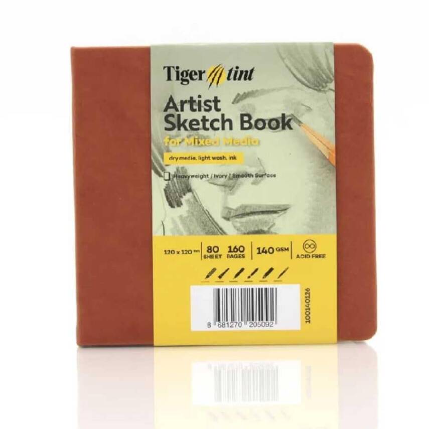 Tigertint Hard Cover Sketchbook 140 g 12x12 cm 80 Sheets Brown - 2