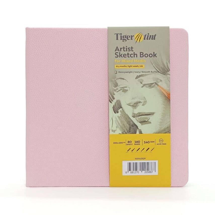 Tigertint Hard Cover Sketchbook 140 g 20x20 cm 80 Sheets Pink - 1