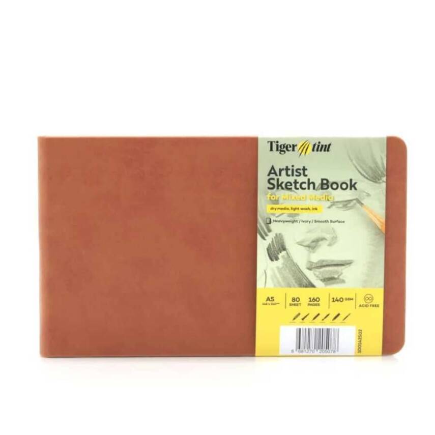 Tigertint Hard Cover Sketchbook 140 g Horizontal A5 80 Sheets Brown - 1