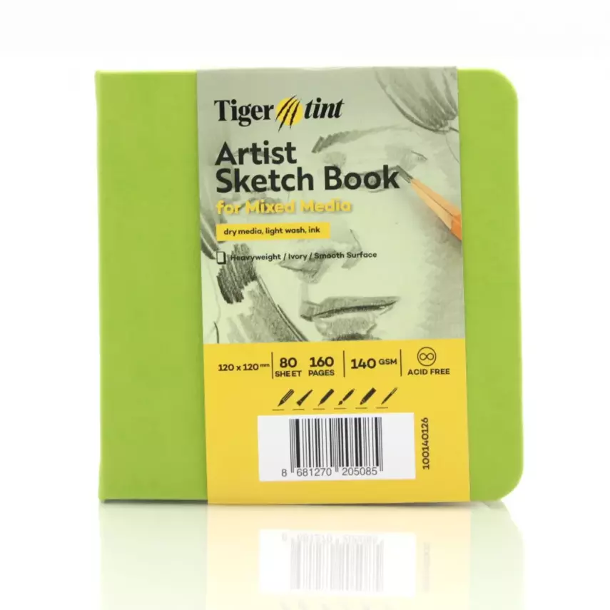 Tigertint Sert Kapak Eskiz Defteri 140 g 12x12 cm 80 Yaprak Fıstık Yeşil - 1
