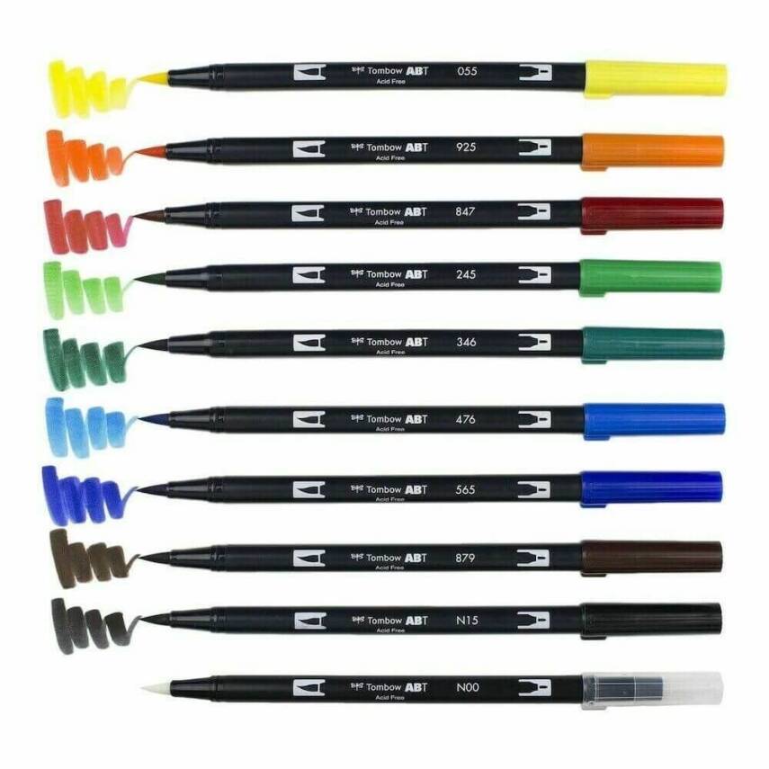 Tombow Dual Brush Pen Ana Renkler set 10lu - 2