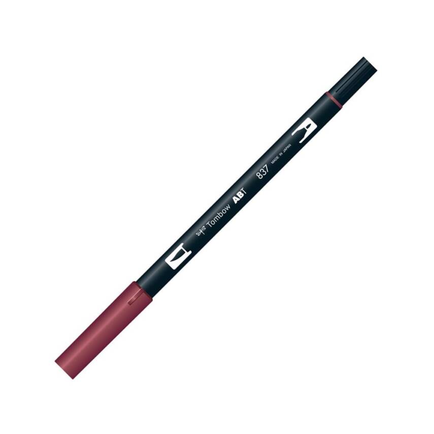 Tombow Dual Brush Pen Graphic Drawing Pen 837 Wine Red - 1