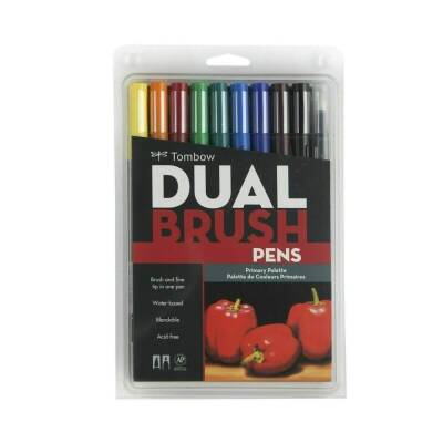 Tombow Dual Brush Pen Primary Colors Set of 10 - 1