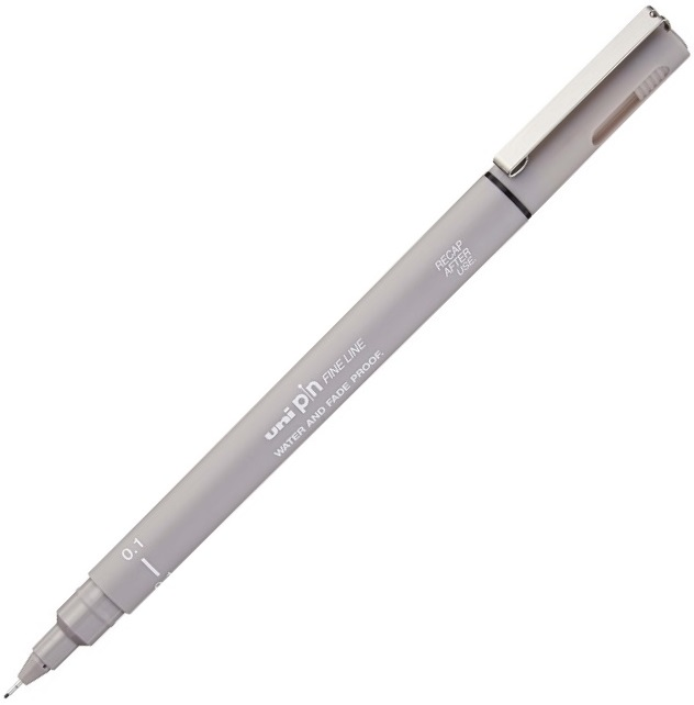 Uni-Ball Pin Fine Line Teknik Çizim Kalemi 0.1 mm Açık Gri - 1