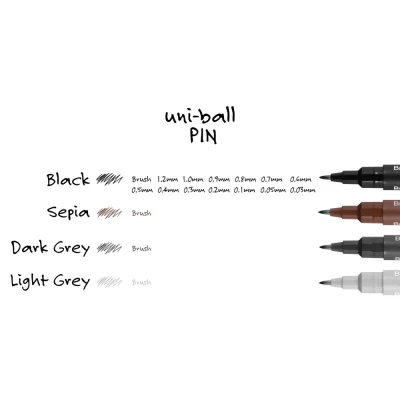 Uni-Ball Pin Fine Line Teknik Çizim Kalemi 0.1 mm Koyu Gri (1)