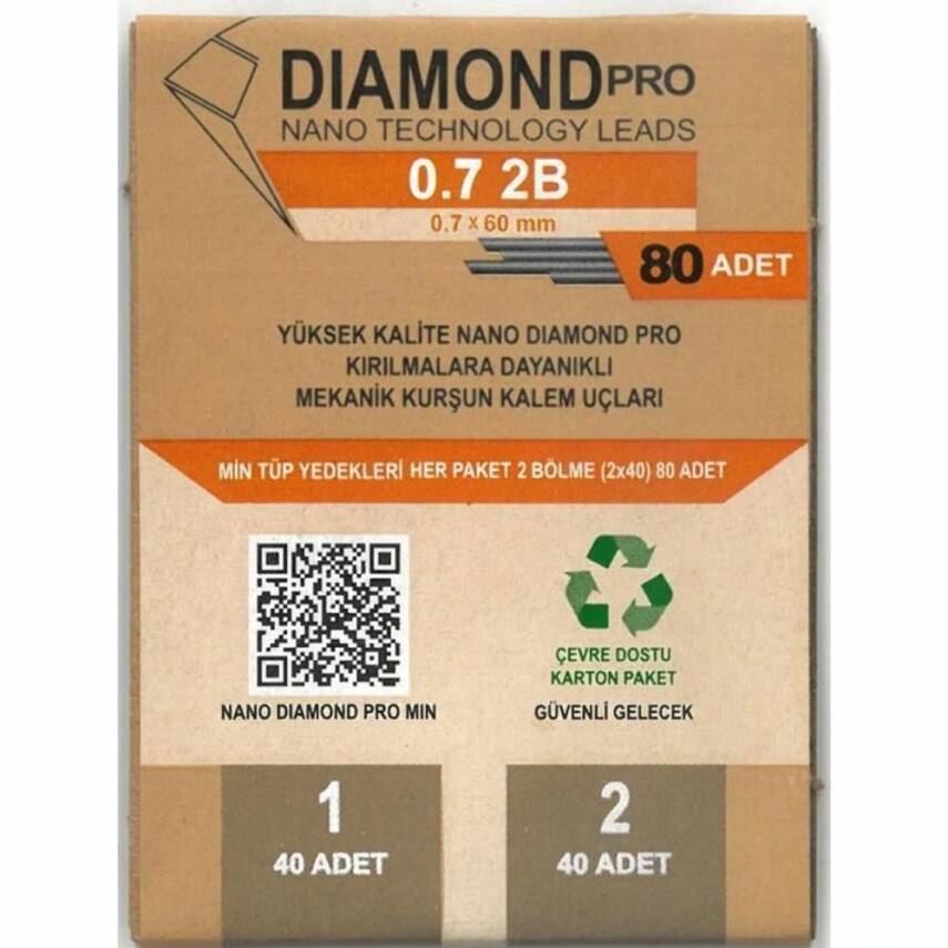 Uni Min Nano Diamond 2B 0.7 mm 80'li NDP-07-80 - 1