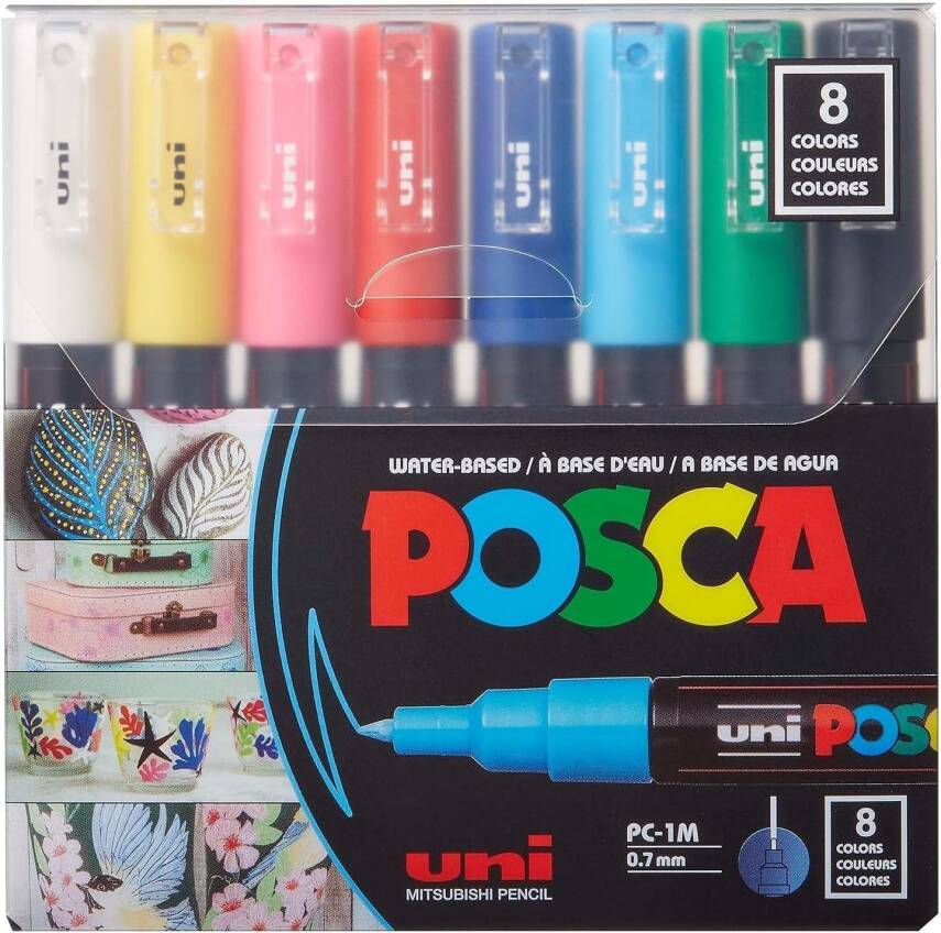 Uni Posca PC-1M 0.7 mm 8-Piece Primary Colors - 1