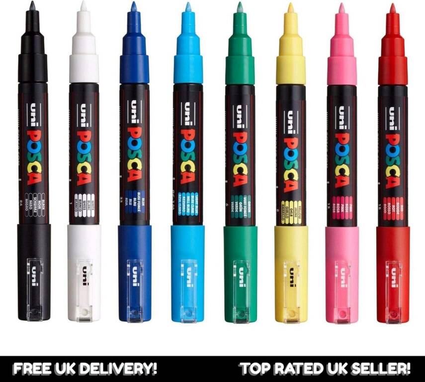 Uni Posca PC-1M 0.7 mm 8-Piece Primary Colors - 2