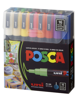 Uni Posca PC-3M Marker Kalem Seti 16 Renk Marker Setler UNİ-BALL