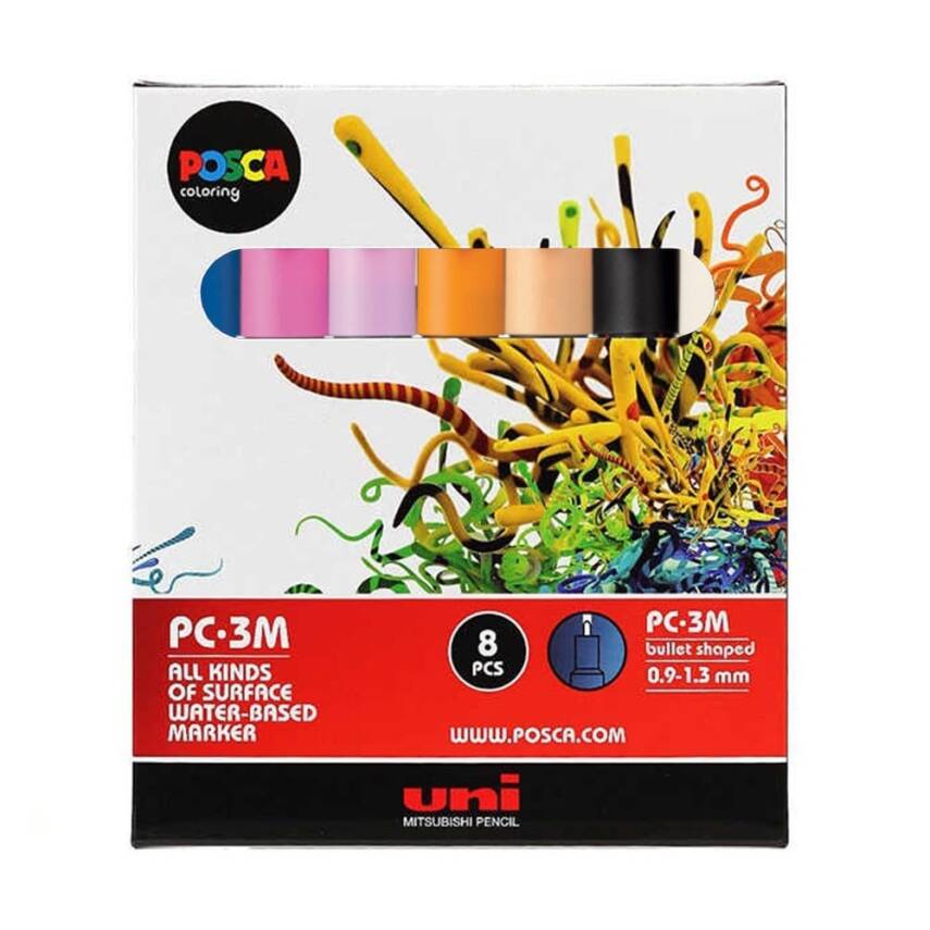 Uni Posca PC-3M Set 7+1 Earth Colors - 2
