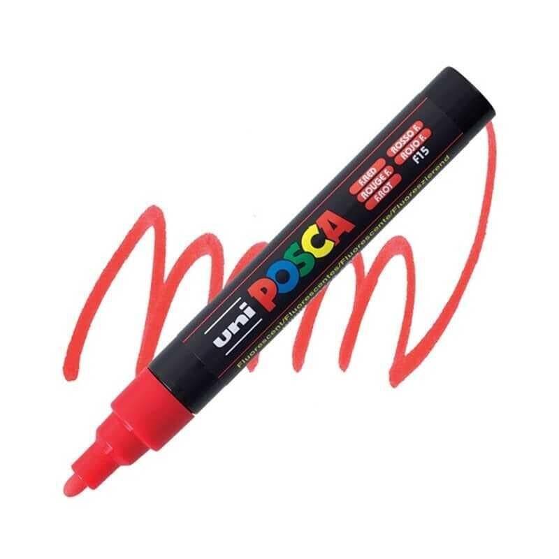 Uni Posca Pc-5M Acrylic Marker 1.8-2.5 mm Fluorescent Red - 1