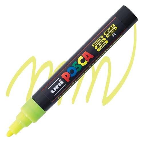 Uni Posca Pc-5M Acrylic Marker 1.8-2.5 mm Fluorescent Yellow - 1