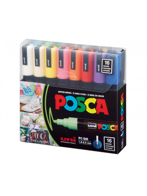 Uni Posca PC-5M Marker Pen Set 16 Colors - 1