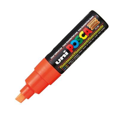Uni Posca Pc-8K Acrylic Marker 8 mm Chisel Tip Fluorescent Orange