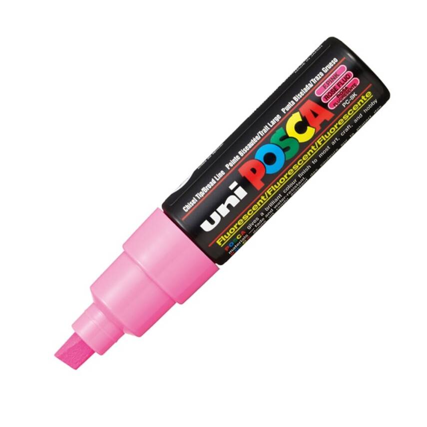 Uni Posca Pc-8K Acrylic Marker 8 mm Chisel Tip Fluorescent Pink - 1