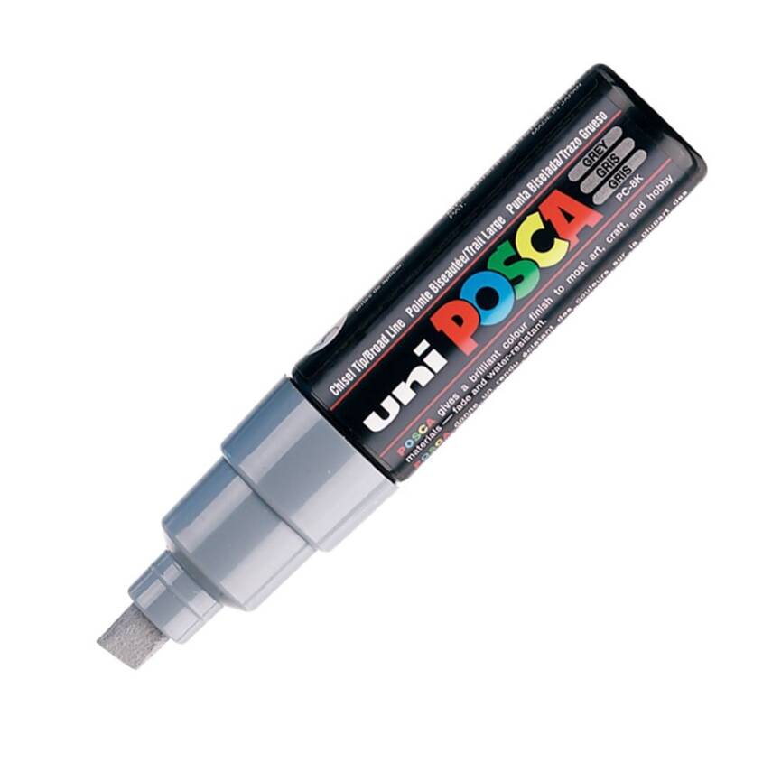 Uni Posca Pc-8K Acrylic Marker 8 mm Chisel Tip Gray - 1