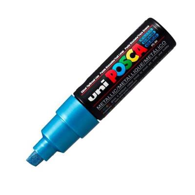 Uni Posca Pc-8K Acrylic Marker 8 mm Chisel Tip Metallic Blue