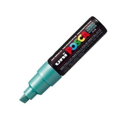 Uni Posca Pc-8K Acrylic Marker 8 mm Chisel Tip Metallic Green