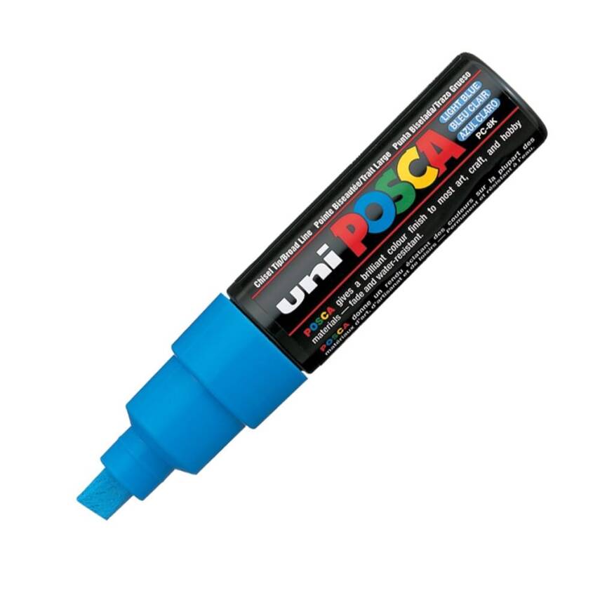Uni Posca Pc-8K Boyama Markörü 8 mm Kesik Uç Açık Mavi - 1