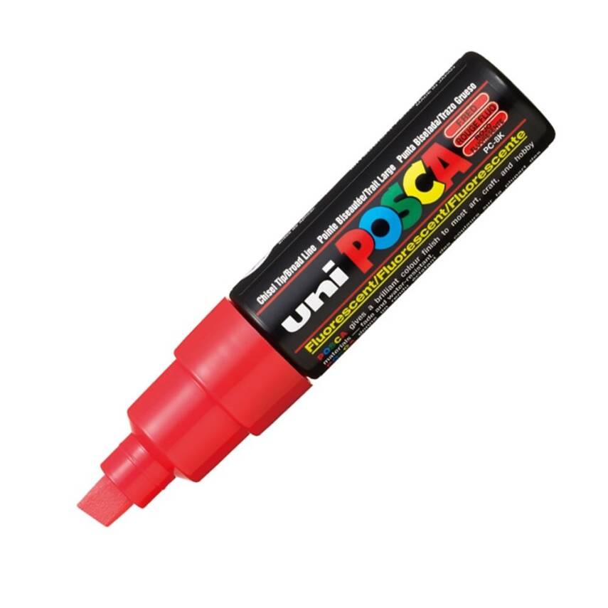 Uni Posca Pc-8K Boyama Markörü 8 mm Kesik Uç Kırmızı - 1