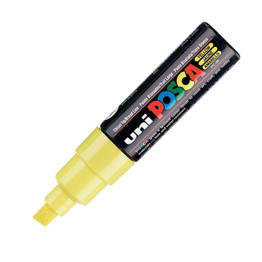 Uni Posca Pc-8K Boyama Markörü 8 mm Kesik Uç Sarı - 1