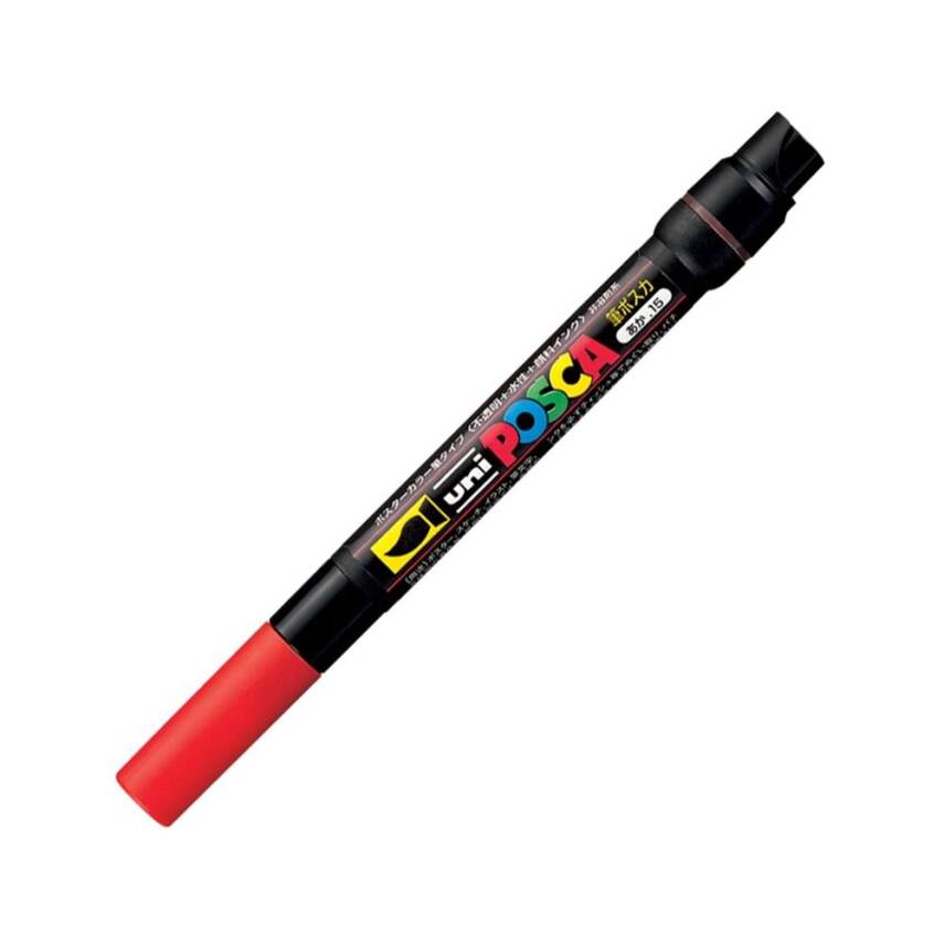 Uni Posca Pcf-350 Fırça Uçlu Boyama Markörü 1-10 mm Kırmızı - 1