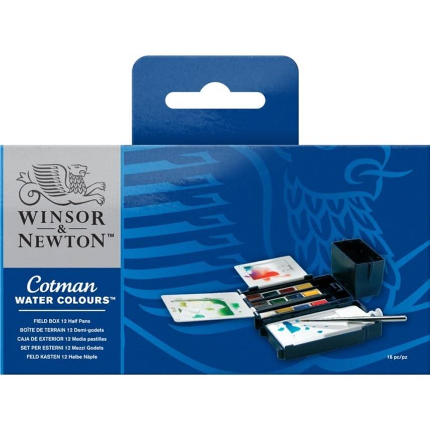 Winsor & Newton Cotman Sulu Boya Seti 12'li FİELD BOX - 1
