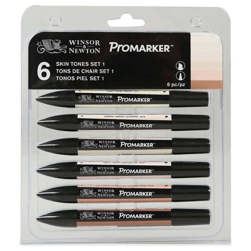 Winsor & Newton Promarker Grafik Kalemi 6'lı Set Ten Rengi - 1