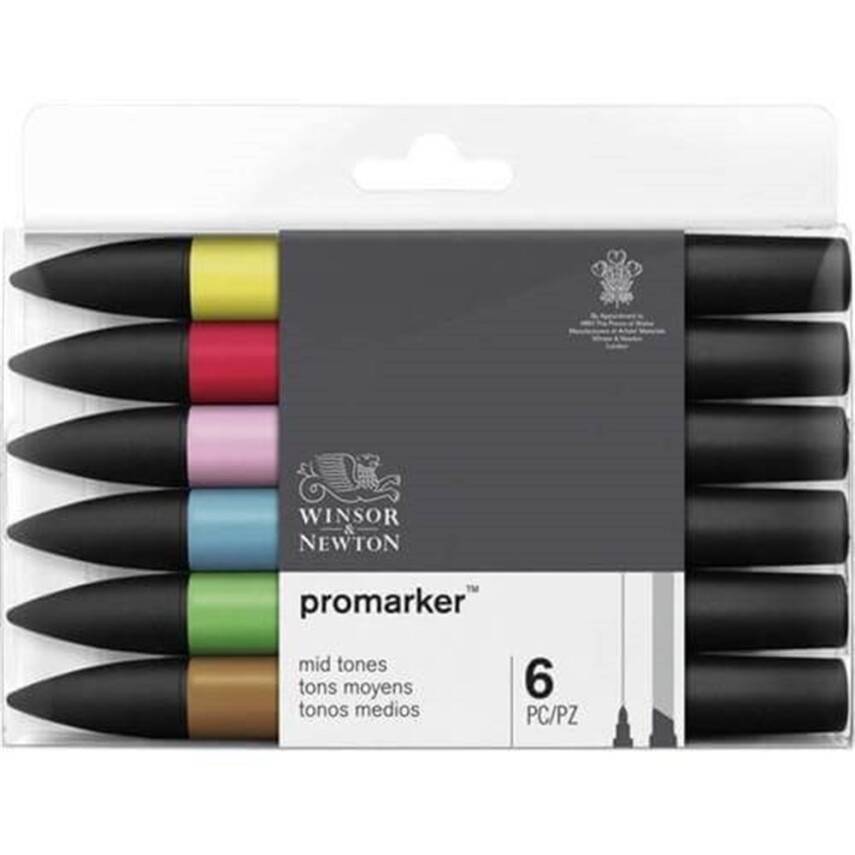 Winsor & Newton Promarker Mid Tones 6 Colors - 1