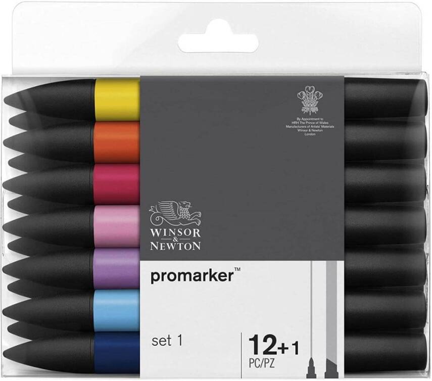 Winsor & Newton Promarker Set 1 (12 Renk + Karıştırıcı) - 1