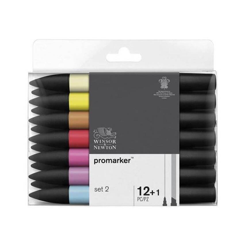 Winsor & Newton Promarker Set 2 (12 Renk + Karıştırıcı) - 1