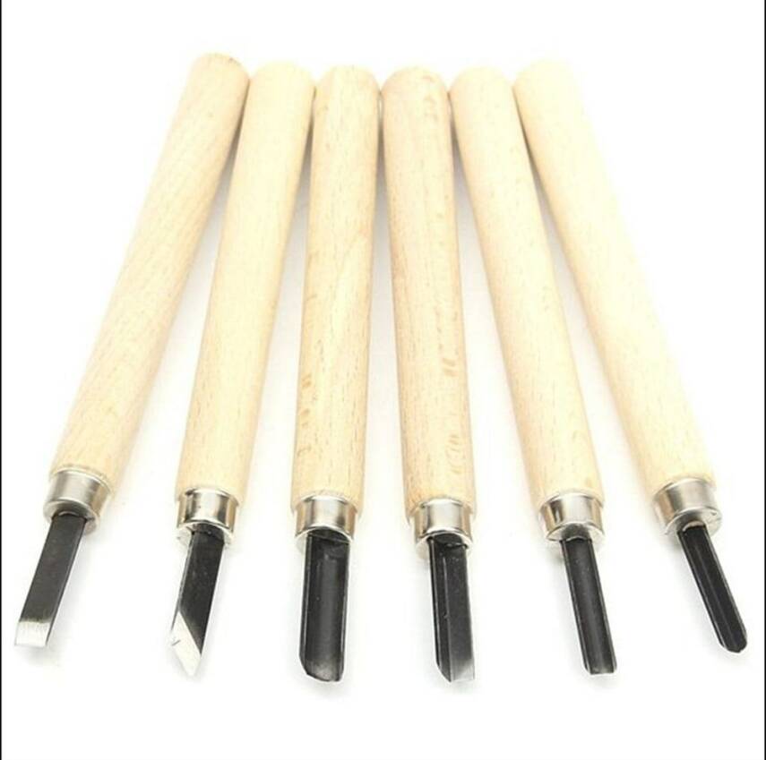 Wood and Ceramic Carving Set 6 Pieces - 1