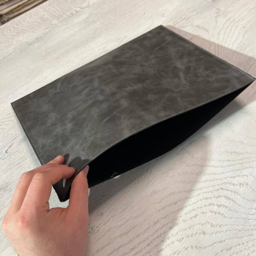 Writing Pad with Imitation Leather Insert, Gray - 2