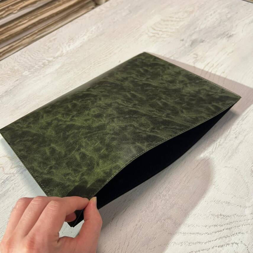 Writing Pad with Imitation Leather Insert, Khaki Green - 2