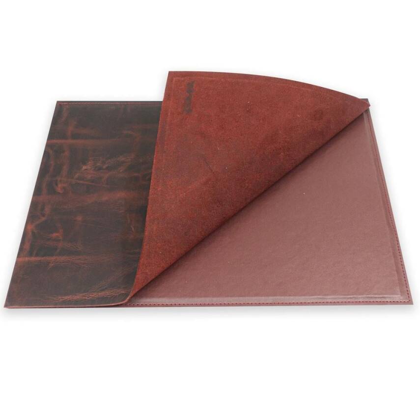 Yazı Altlığı Sert Kapaklı Crazy Deri 30x40 Bordo - 2