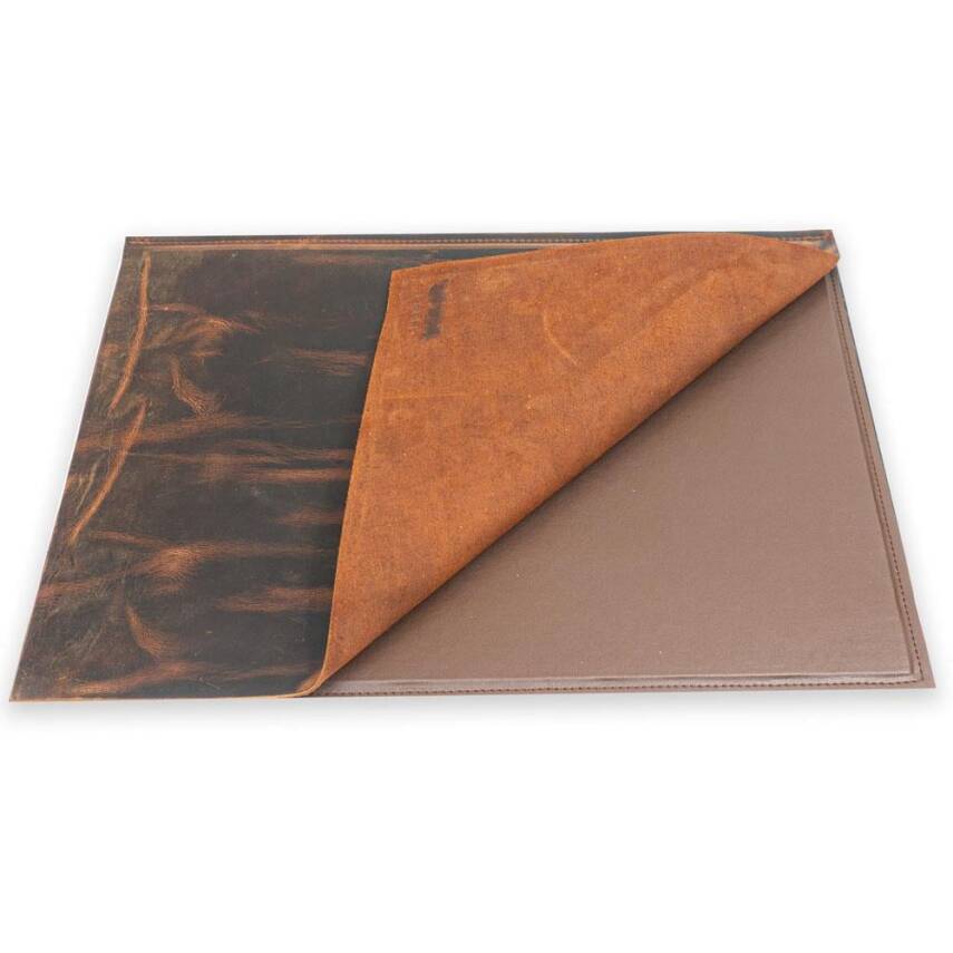 Yazı Altlığı Sert Kapaklı Crazy Deri 30x40 Koyu Kahve - 2