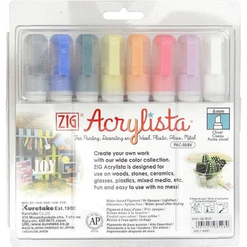 Zig Acrylista Marker Cut Tip PAC-50/8VD 8 Pack - 1