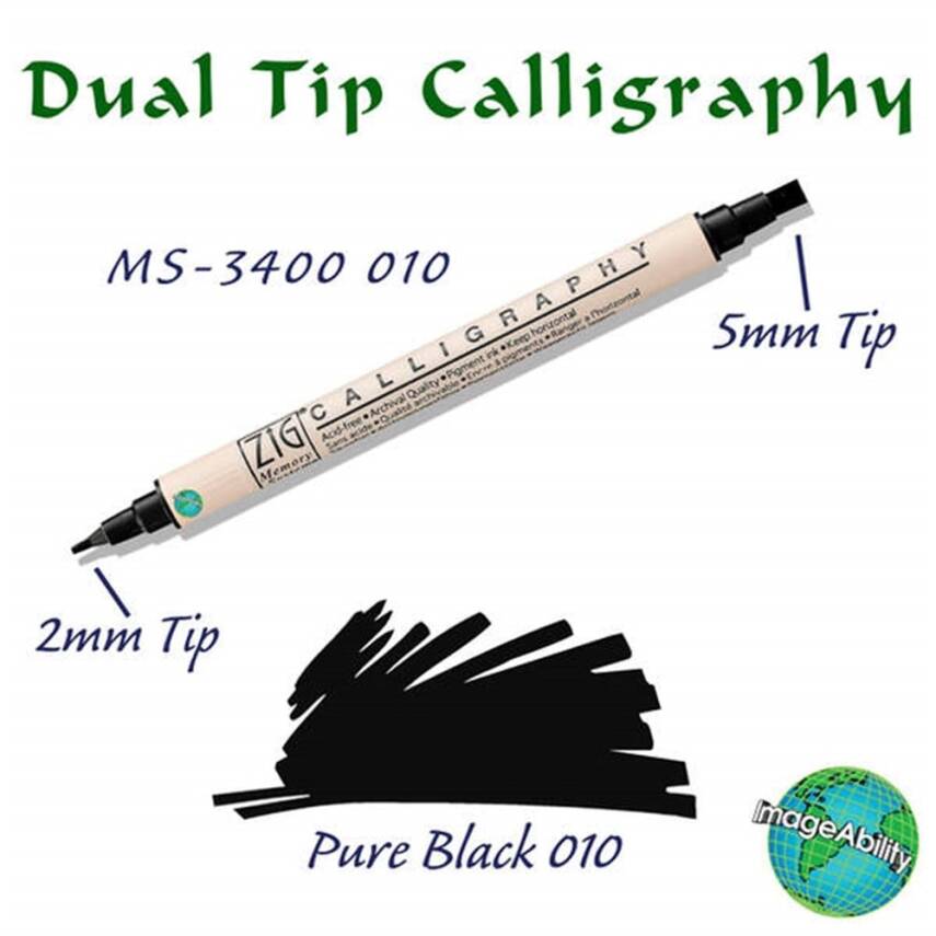 Zig Calligraphy Double Ended MS3400 5 Mm 010 Black - 1