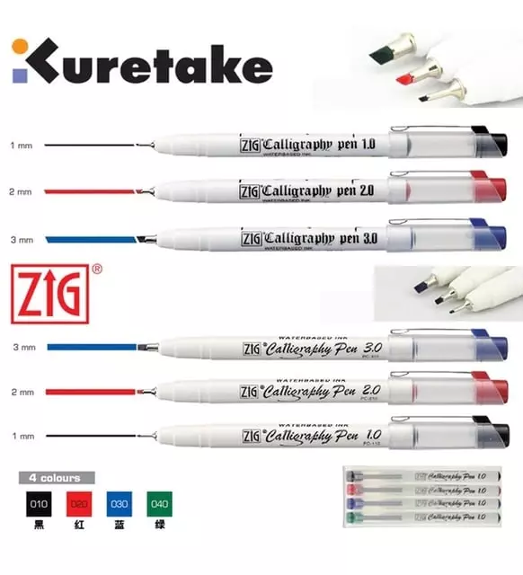 Zig Calligraphy Pen 2.0 mm Red PC-200 - 2