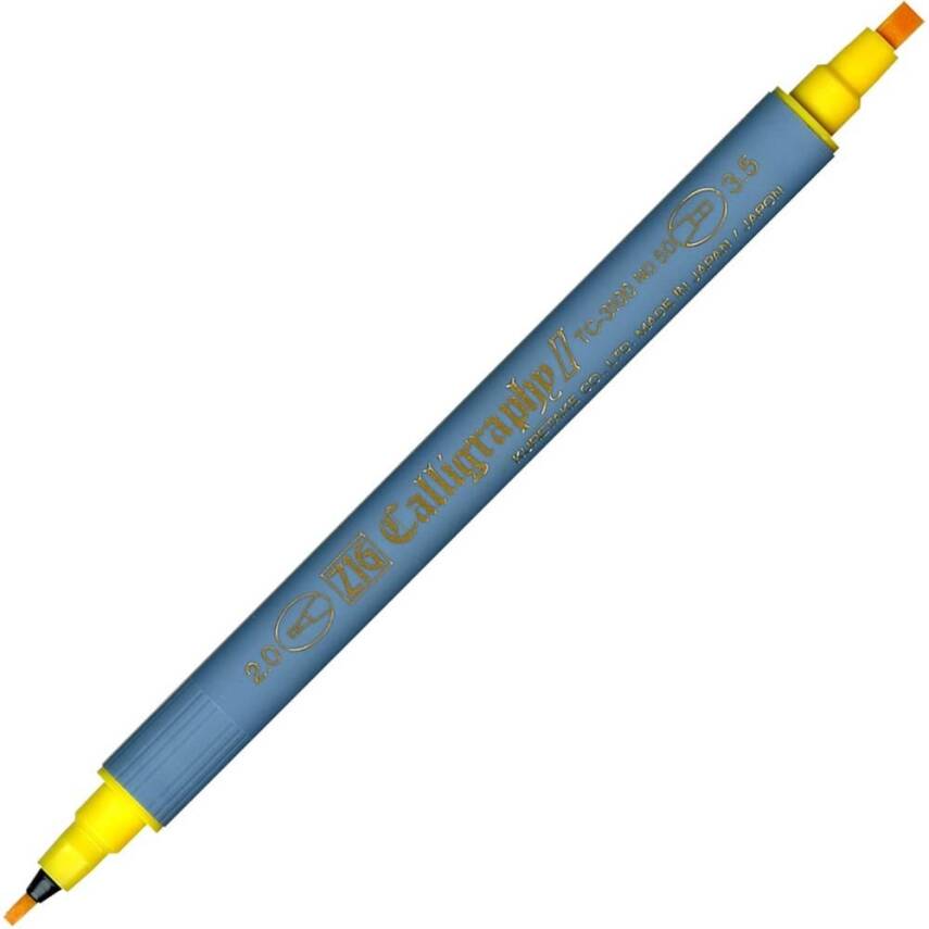 Zig Calligraphy Pen Double Tip 2 mm + 3.5 mm 050 Yellow - 1