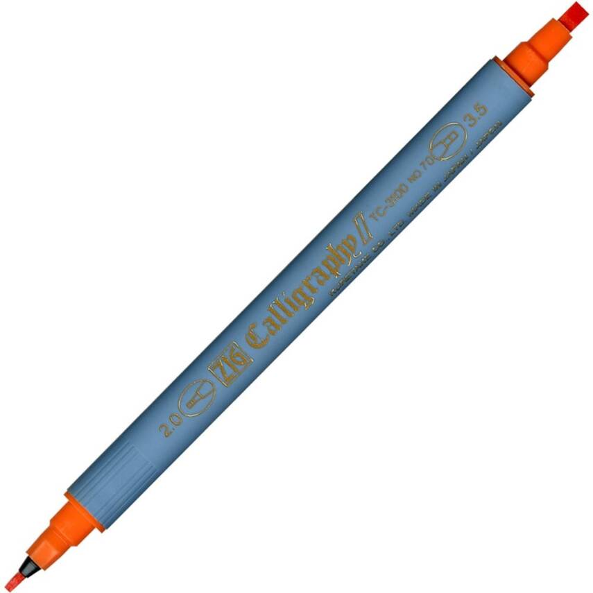 Zig Calligraphy Pen Double Tip 2 mm + 3.5 mm 070 Orange - 1