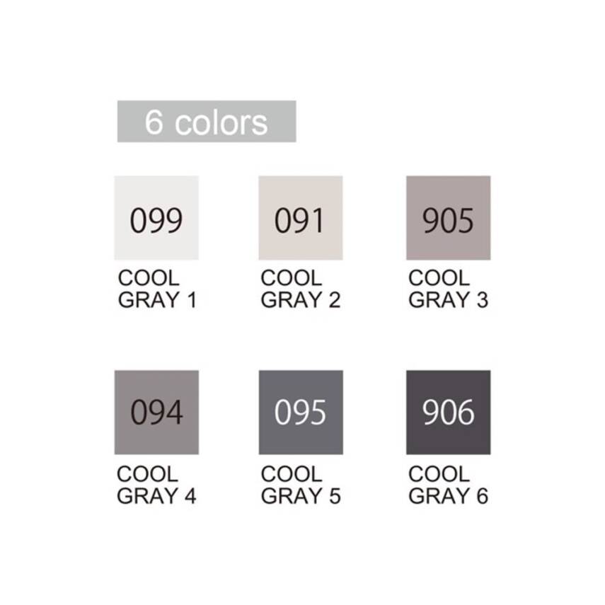 Zig Clean Color Real Brush Marker Pen 099 Cool Gray 6-Piece Set - 2