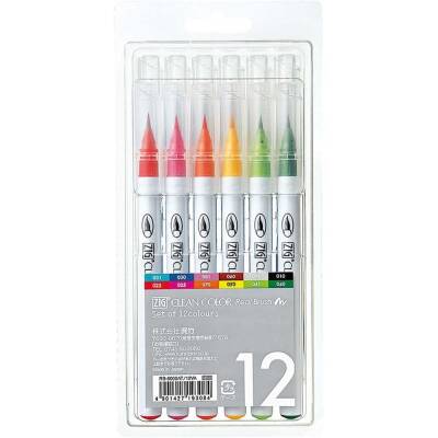 Zig Clean Color Real Brush Marker Pen 12 Color Set