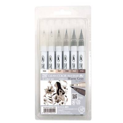 Zig Clean Color Real Brush RB-6000 6-pack Warm Gray - 1
