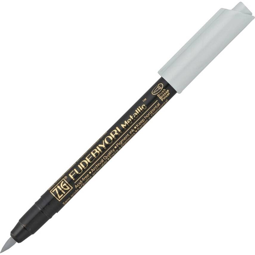 Zig Fudebiyori Metallic Brush Pen Gilded Brush Tip Marker Pen 102 Silver - 1