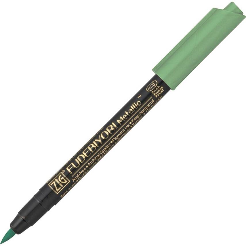 Zig Fudebiyori Metallic Brush Pen Gilded Brush Tip Marker Pen 121 Green - 1