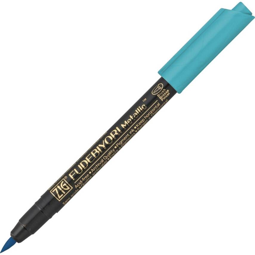 Zig Fudebiyori Metallic Brush Pen Yaldızlı Fırça Uçlu Marker Kalem 125 Blue - 2