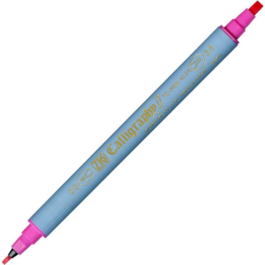 Zig Kaligrafi Kalemi Çift Uçlu 2 mm + 3.5 mm 025 Pembe - 1